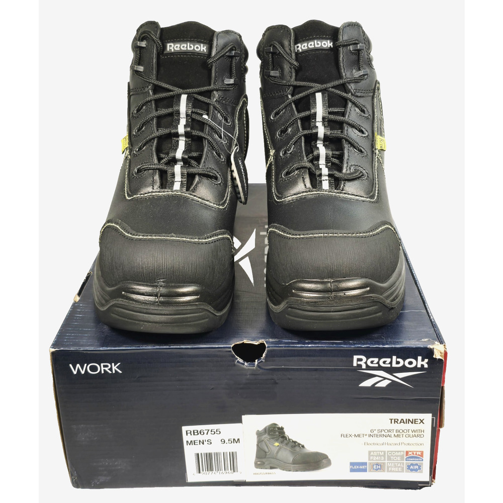 Reebok Work TRAINEX Men's 6" Black Sport Boot With Net Guard Size 9.5M RB6755